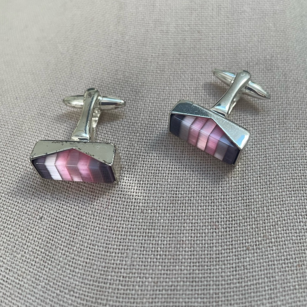 🩶 🩷 Quality Silver and Pink cuff links, Unisex